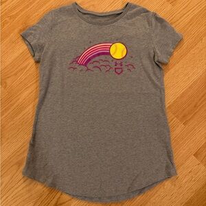 Gray Under Armour T-Shirt with Pink and Yellow Softball Graphic